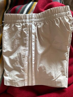 Women’s Adidas Tan Athletic Shorts with 3-Stripe Trim